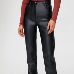 Aritzia Wilfred Black Leather Melina Pants